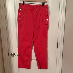 Massimo Dutti Vibrant Red Cotton Crop Pants